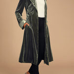 Layers of Luxe Dark Sage Green Velvet Long Cardigan