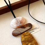 Vintage geometric resin pendant long necklace