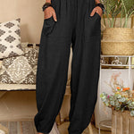 Long Elastic Loose Casual Trousers Harem Pants Pockets Wide Leg Pants