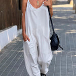Relaxing Bay Solid Color Pocketed Casual Beach Jumpsuit