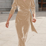 New autumn and winter velvet chiffon strappy dress