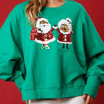 Christmas Santa Sequined Casual Loose Long Sleeve Sweatshirt