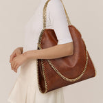 Metallic Pattern Chain Shoulder Tote Bag Funky Style