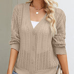 Rib Knit Button Front Cardigan with Pockets