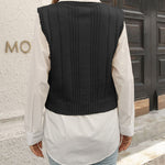 Womens Sweater Vests Cable Knit Sleeveless V-Neck Crop Tank Tops Sweaters Vest