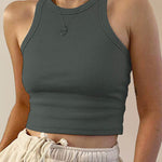 Round Neck Basic Racerback Ribbed Tank Top