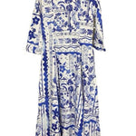 Unique Greek Floral Print Button-Front Midi Dress