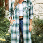 Plaid Flannel Long Shacket Jacket Coat