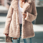 Plush Coat Lapel Long Sleeved Cardigan Jacket