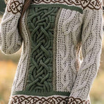 Women's Irish Celtic Knotted Contrast Jacquard Sweater