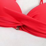 Split High-waisted Lotus Leaf Edge Printing Bikini Swimsuit