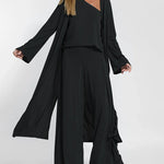 Four-Piece Set Sleeveless T-Shirt Vest, Open-Front Cardigan, Long-Sleeve Jacket, and Wide-Leg Pants