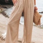 Fresh Air Linen Blend Pocketed Smocked Pants
