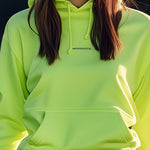 Fluorescent Green Embroidered Hooded Sweatshirt Lantern Skirt Sports Set
