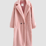 Loose Lamb-wool Coat Teddy Fur Lapel Mid-length Plush Coat