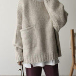 Solid Color Oversized Pocket Front Sweater