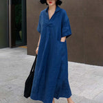 Short Sleeves Long Midi Dress Loose Robes Plus Size Boho Dress