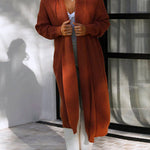 Open Front Drop Shoulder Pocketed Long Sweater Cardigan