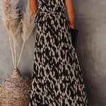 College Vacation Zebra Print Patchwork V Neck Sling Dress Dresses