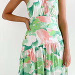 Mid-length off-the-shoulder sleeveless midi dress