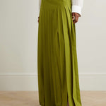 High Waisted Loose Pleated Solid Color Split-Side Skirts