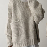 Solid Color Oversized Pocket Front Sweater