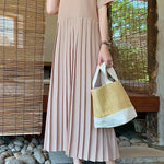 Urban Ruffled Split-Joint High Waisted Short Sleeves Midi Dress