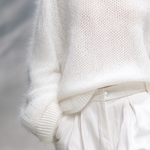 Elegant Solid Color Round Neck Loose Pullover Sweater