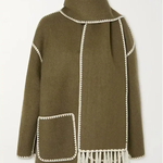 Scarf-Neckline Felt Woolen Coat