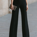 Square Neck Tailored Wide-Leg Jumpsuit
