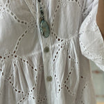 Mary White Hollow V Neck Casual Dress