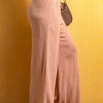 Smocked Elastic Waist Wide Leg Cotton Linen Pants