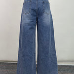 High Waisted Loose Buttoned Pockets Jean Pants Bottoms