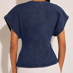Raglan Sleeve Split-Joint V-Neck Blouses&Shirts Tops