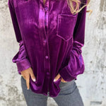 Women's Fashion Gold Velvet Lapel Shirt