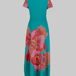 A-Line Loose Floral Printed Split-Joint Deep V-Neck Evening Dresses Maxi Dresses