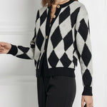 Long Sleeves Buttoned Plaid Round-Neck Cardigan Tops