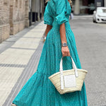 Special Treat Printed Elastic Waist Shirt Maxi Dress