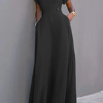 Flying Sleeves Solid Color Split-Joint V-Neck Evening Dresses Maxi Dresses