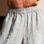 Elastic Waist Cotton Linen High Waist Wide Leg Pants