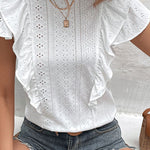 Ruffled White Casual Shirt