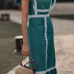 Casual Elegant Plaid Patchwork Flounce Square Collar A Line Dresses