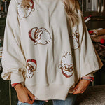 Christmas Claus Sequined Casual Loose Sweatshirt