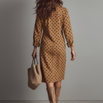 Women's Polka Dot Faux Suede Shirt Midi Dress