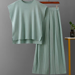 Women's Two Piece Outfits Sweater Sets Knit Pullover Tops High Waisted Pants Lounge Sets
