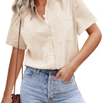 Short Sleeve Blouses Lightweight Loose Top - Nadorine (Us Only)