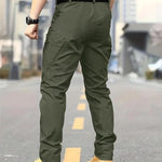 KZZ Men's Solid Color Flap Pocket Zipper Fly Cargo Pants without Belt Accessories