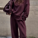 Long Sleeve Sweatshirt Casual Pocket Trousers Two-piece Set