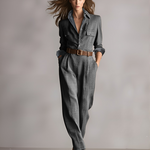 Women's Brown Sophisticated Tweed - Texture Plaid Utility Jumpsuit
