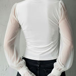 Gothic Lace Trim Black Velvet Corset Blouse With Sheer Sleeves